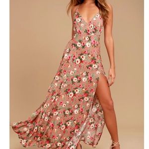 Blush Floral Print Maxi Dress